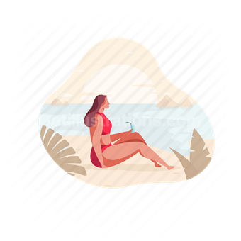 woman, beach, holiday, vacation